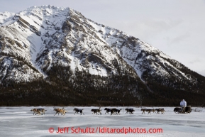 Martin Buser on South Fork of the Kuskokwim riverl after leaving the Rohn checkpoint on the way to Rohn   March 5, 2013.