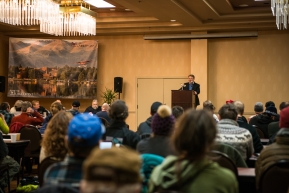 2020 Iditarod musher meeting held at the Lakefront in Anchorage, Alaska