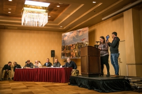 2020 Iditarod musher meeting held at the Lakefront in Anchorage, Alaska