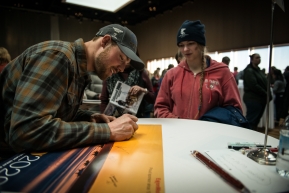 The musher meet & greet is a great way to say hello to the mushers, get an autograph, and personally wish them and their team good luck on the Iditarod trail. Held at the Denaâina Center in Anchorage, Alaska.