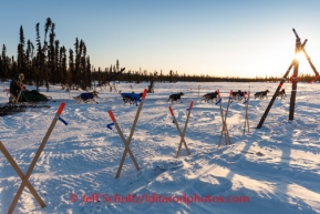 Cim Smyth makes turn and passes by a closed trail on his way to the Cripple checkpoint, Thursday, March 6, during the Iditarod Sled Dog Race 2014.PHOTO (c) BY JEFF SCHULTZ/IditarodPhotos.com -- REPRODUCTION PROHIBITED WITHOUT PERMISSION