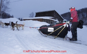 Thursday March, 2012  Anjanette Steer leaves the Takotna checkpoint.   Iditarod 2012.