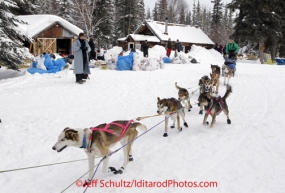 Thursday March, 2012   Colleen Robertia leaves the Ophir checkpoint.   Iditarod 2012.