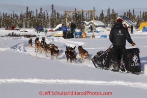 Thursday March, 2012    Dallas Seavey arrives at the halfway  checkpoint at Cripple.   Iditarod 2012.