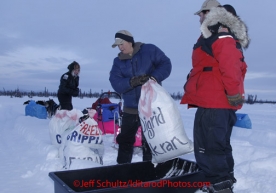 Thursday March, 2012   Former Iditarod mushers Jessie Royer and Bill Gallea volunteer at the Cripple checkpoint and deliver Sigrid Ekran 's drop bags to her.   Iditarod 2012.