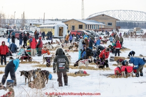 Many teams take a break at the first checkpoint at Nenana on March 9th, 2015 during the 2015 Iditarod.(C) Jeff Schultz/SchultzPhoto.com - ALL RIGHTS RESERVED DUPLICATION  PROHIBITED  WITHOUT  PERMISSION