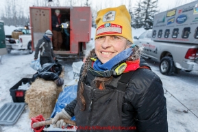 Marcelle Fressineau is all smiles before the start of  the offical start of the 2015 Iditarod in Fairbanks, Alaska.(C) Jeff Schultz/SchultzPhoto.com - ALL RIGHTS RESERVED DUPLICATION  PROHIBITED  WITHOUT  PERMISSION