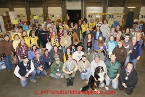 Friday, February 15, 2013.   Some 60+ Iditarod volunteers pose for a group photo during the