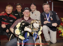 Sunday March 18, 2012   2012 Iditarod Champion Dallas Seavey with his lead dogs