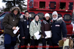 Volunteer veterinarians at mandatory vet checks in Wasilla Wednesday, Feb. 27, 2013.