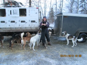 Michelle Phillips with her dogs in Anchorage at the Millenium parking lot