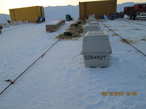 just arrive team in the dog yard.  the air kennel double as beds.