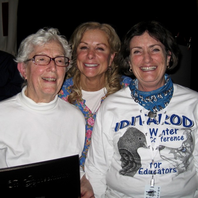 Peg Stout honored as Friend of Education with DeeDee Jonrowe and Blynne Froke 2012 Iditarod Teacher on the Trail™