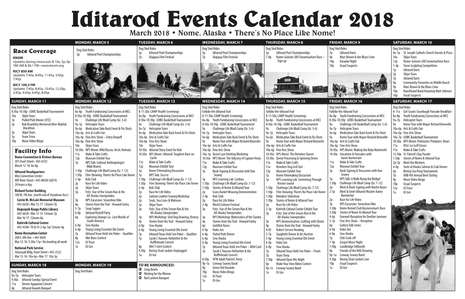 Nome’s 2018 Iditarod Events Calendar Iditarod