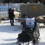 Bib 18 - on the sled, waiting for the 'musher'